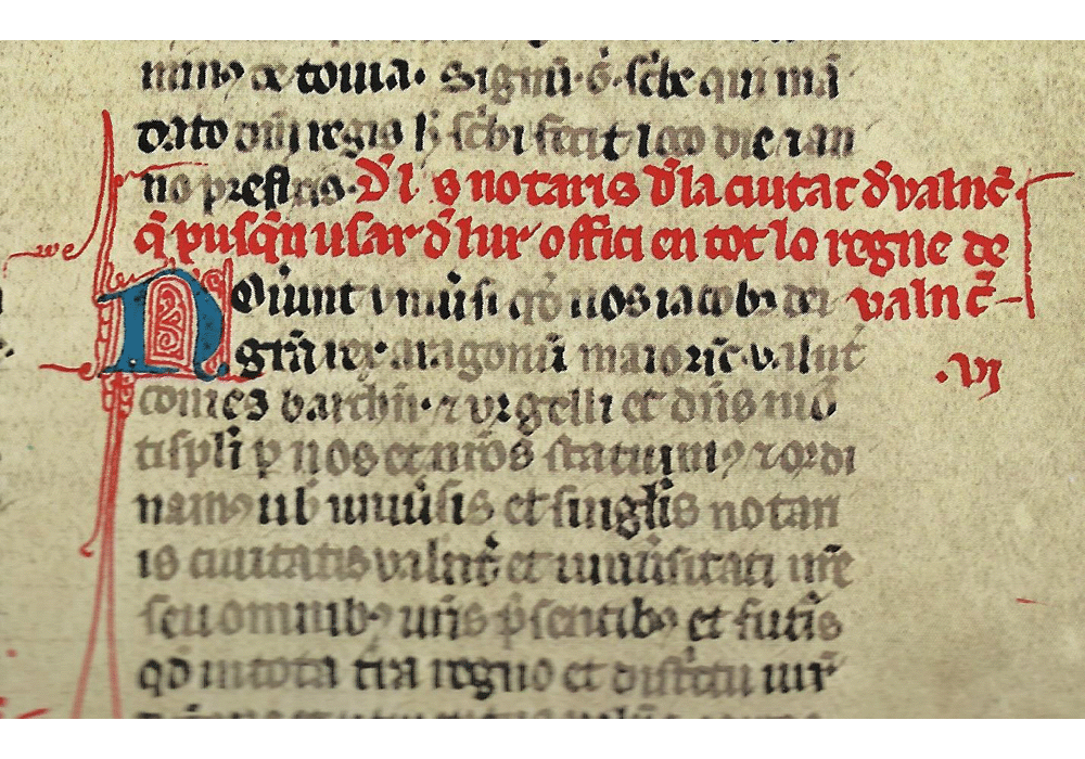 Prilegis-Valencia-Jaime I Aragón-Manuscript-Illuminated codex-facsimile book-Vicent García Editores-5 Valencian Notaries.